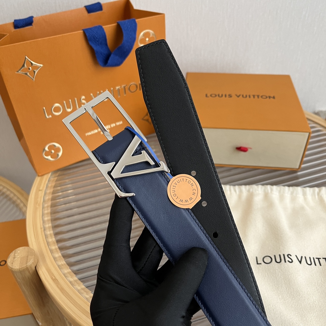 Louis Vuitton LV Men's Reversible Calfskin Leather Belt