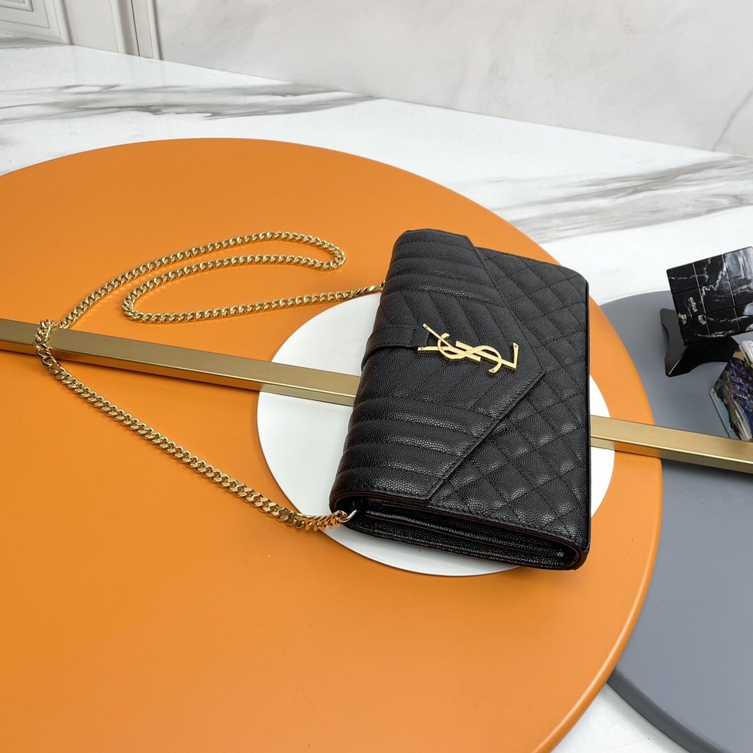 Saint Laurent Monogram Caviar Textured Envelope Bag YSL