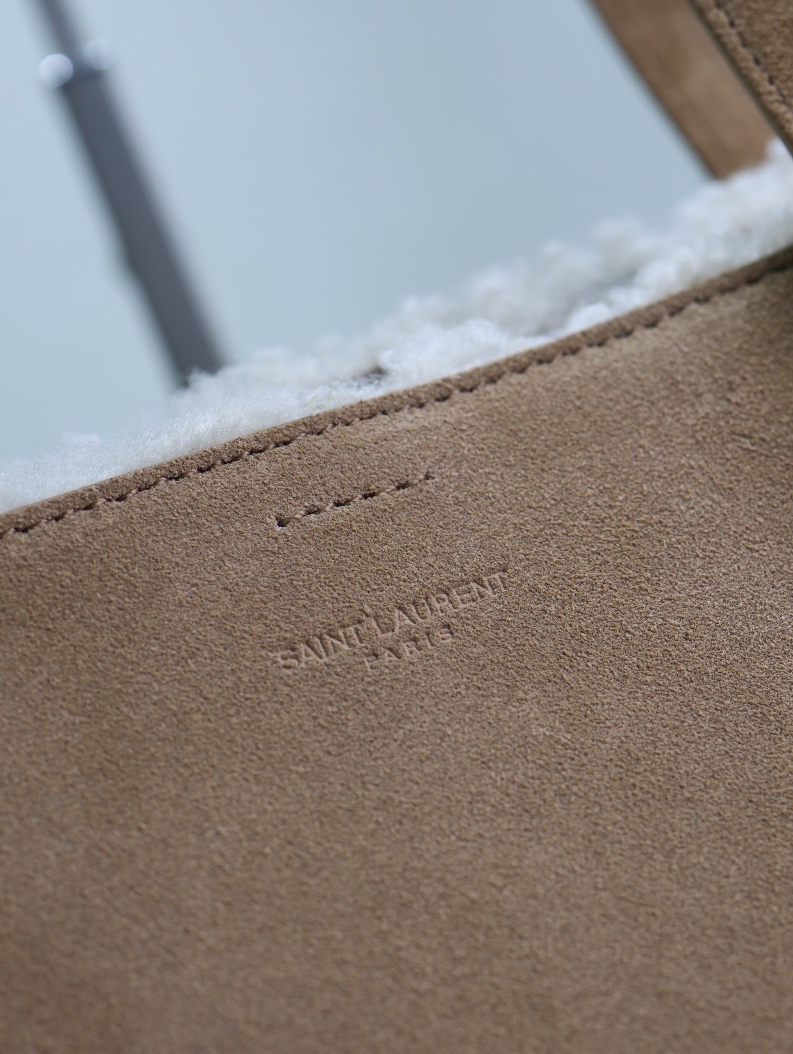 Saint Laurent Almond Lambskin Shopping Tote Bag YSL