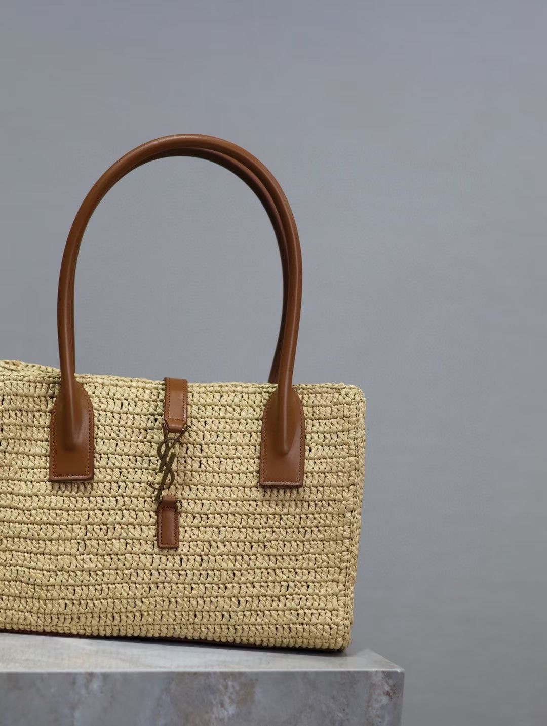 Saint Laurent Handwoven Raffia Tote Bag YSL