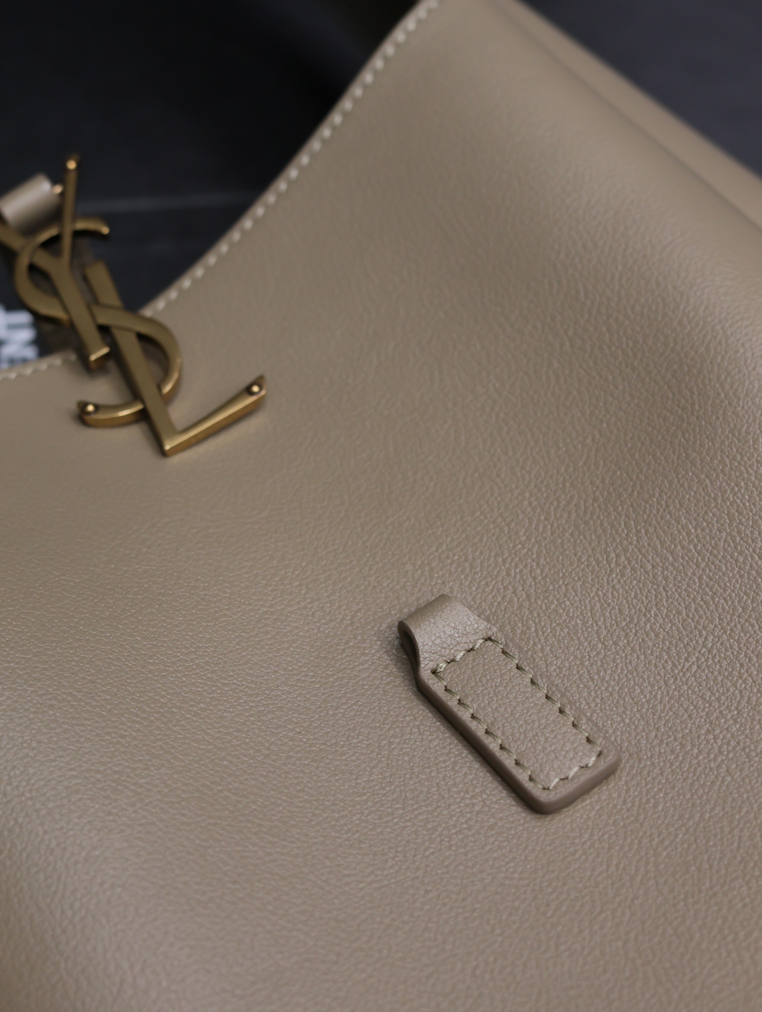 Saint Laurent LE 5A7 Leather Shoulder Bag - Khaki