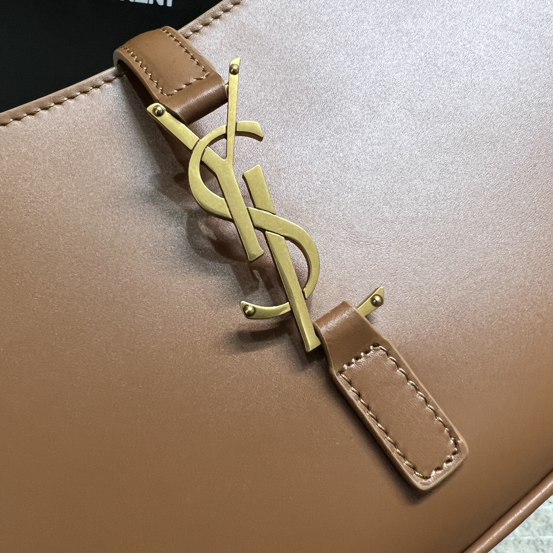 Saint Laurent Le 5 ?? 7 Black Leather Shoulder Bag Caramel Gold
