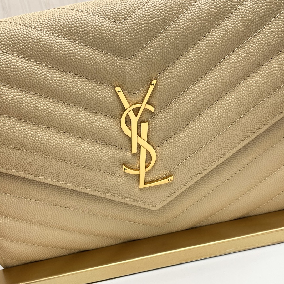 Saint Laurent Monogram Black Caviar Leather Envelope Clutch