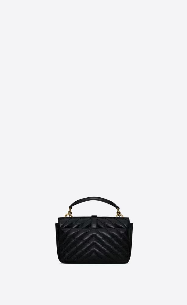 Saint Laurent YSL College Mini Cracked Leather Messenger Bag