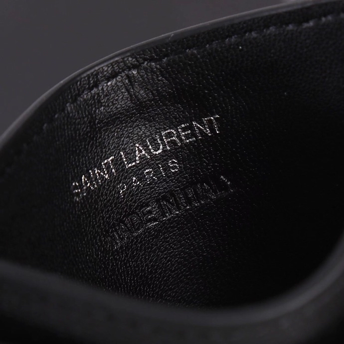 Saint Laurent YSL SLP Card Holder in Black with Silver Hardware