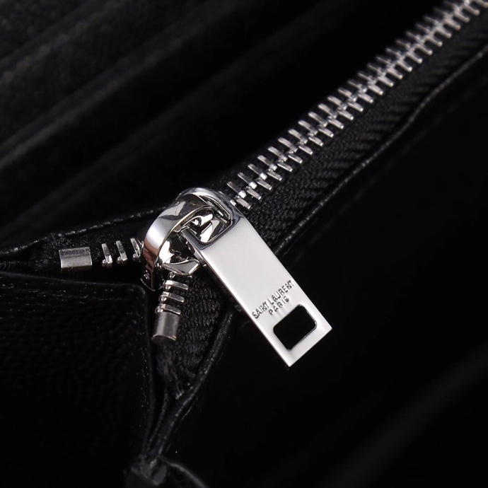 Saint Laurent YSL Caviar Card Holder in Black with Silver Hardware