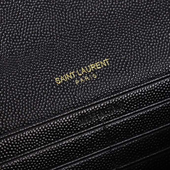 Saint Laurent YSL Caviar Card Holder in Black with Gold Hardware