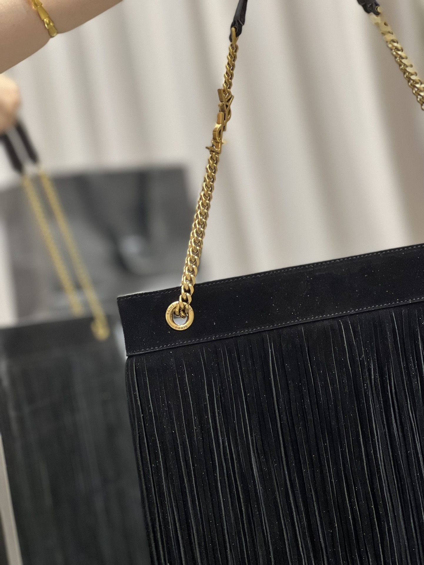 Saint Laurent YSL Grace Fringe Hobo Bag