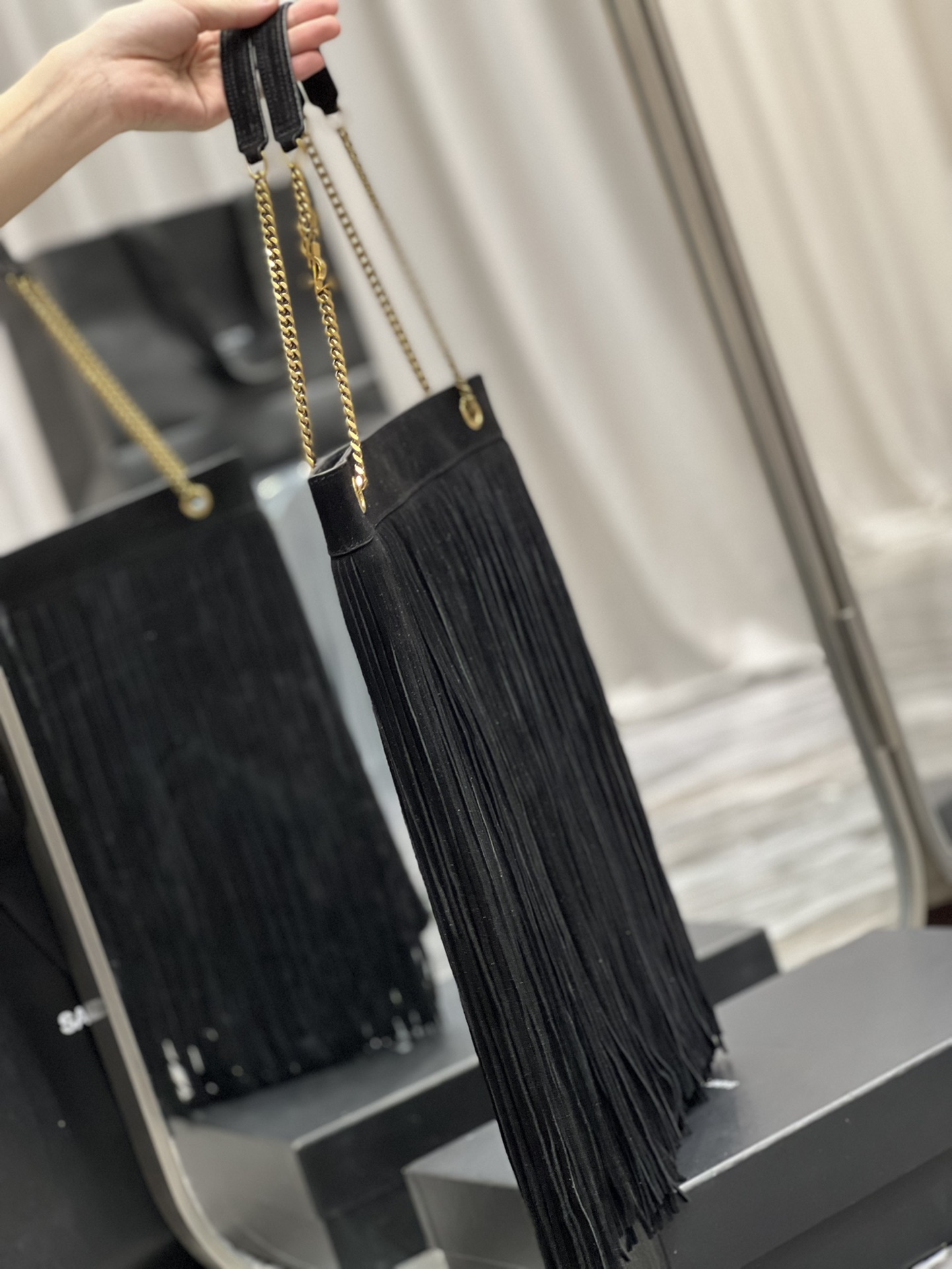 Saint Laurent YSL Grace Fringe Hobo Bag