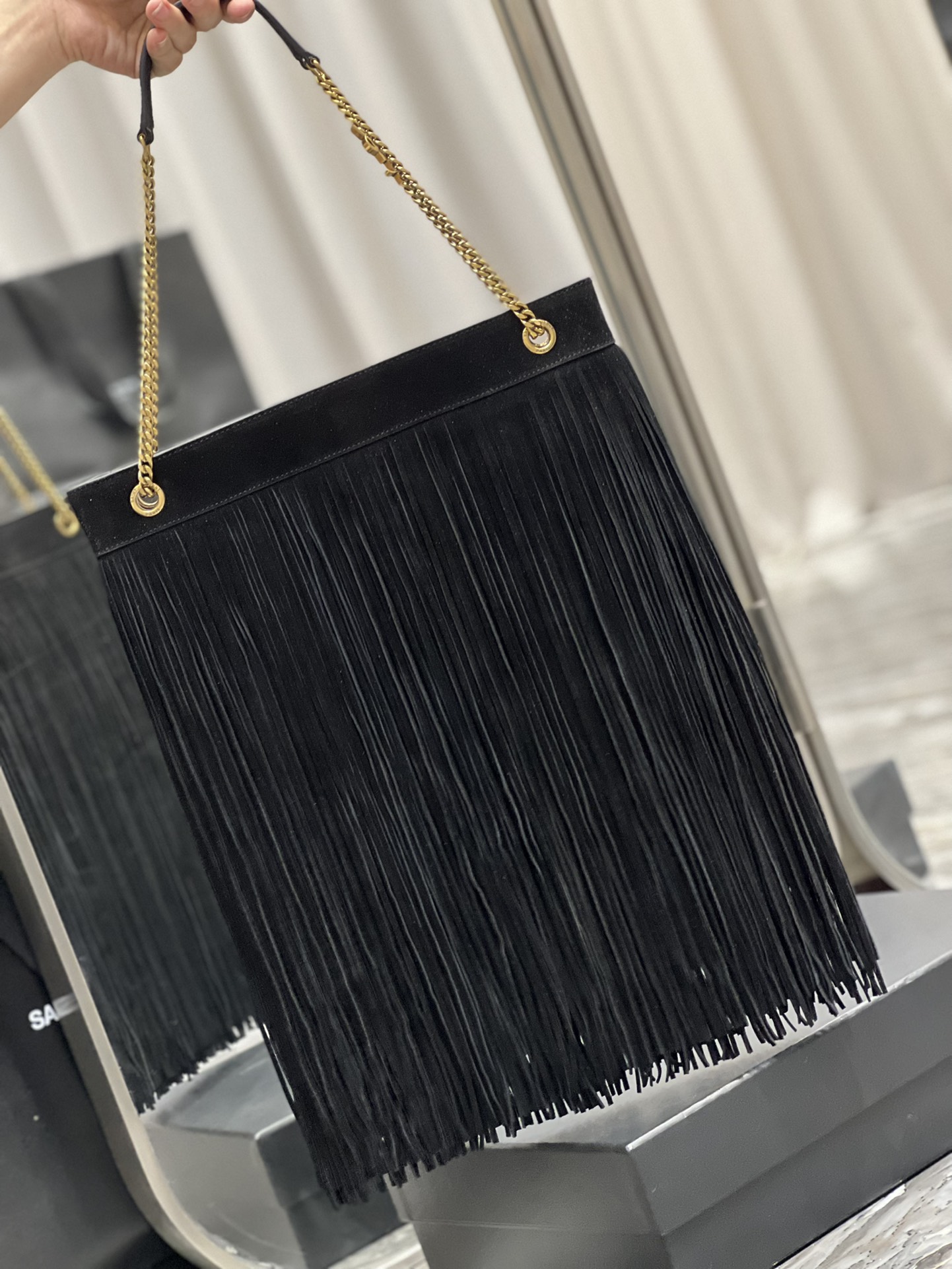 Saint Laurent YSL Grace Fringe Hobo Bag