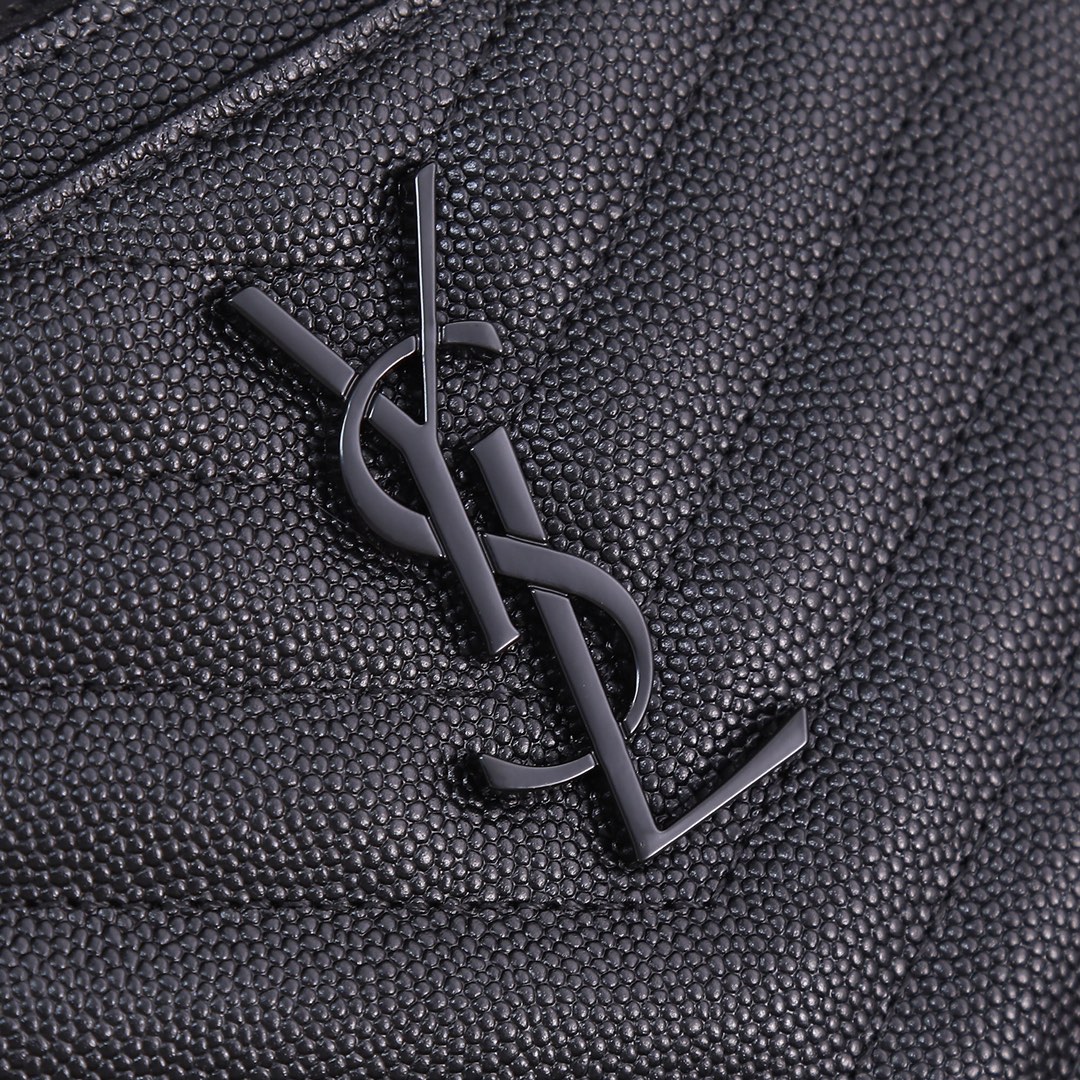 Saint Laurent YSL Monogram Caviar Black Zip Pouch