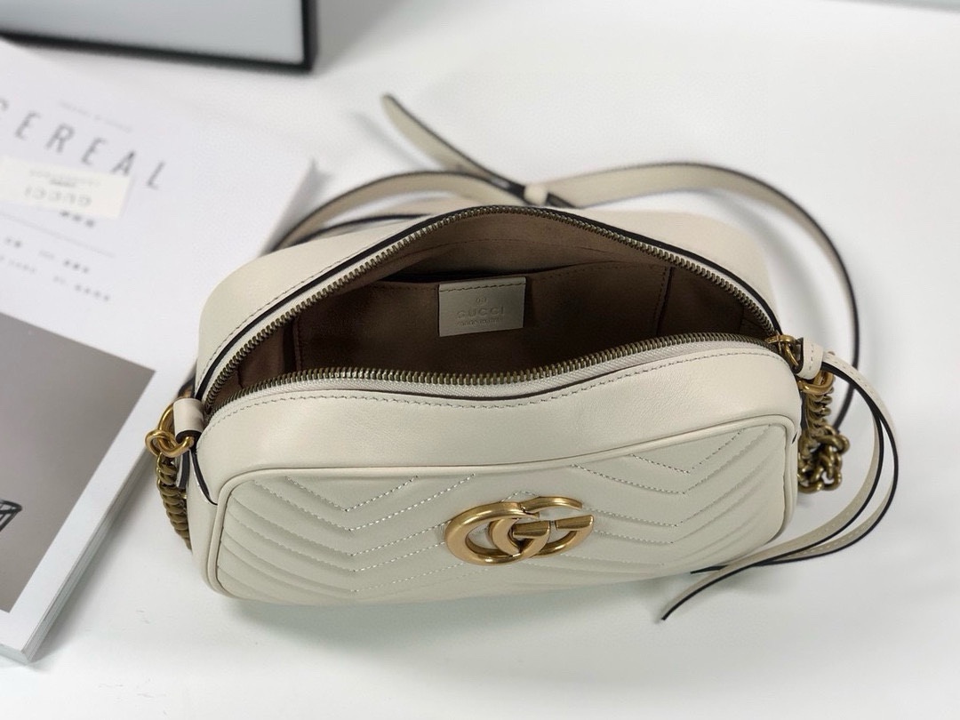 Gucci GG Marmont series medium shoulder backpack White Leather