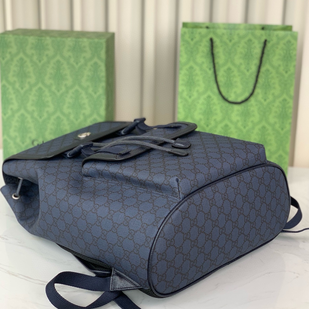 Gucci Ophidia Large GG Backpack 792104 in Blue and Dark Blue