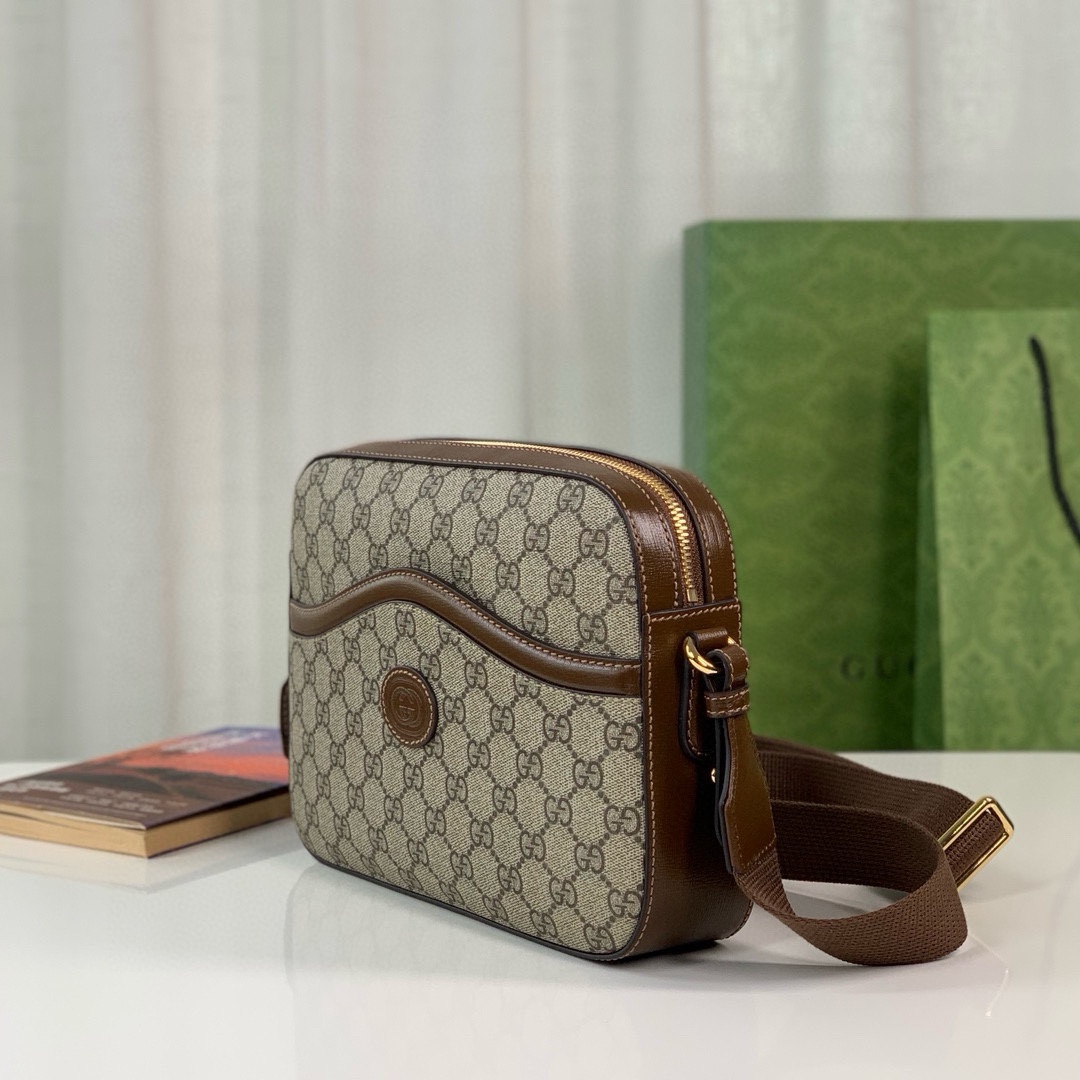  Gucci GG Retro Series Messenger Bag 675891 (Beige/Ebony)
