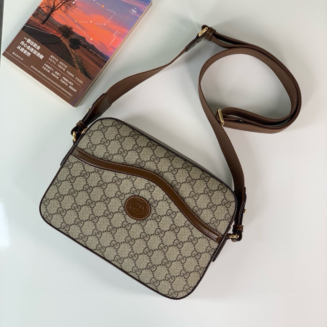  Gucci GG Retro Series Messenger Bag 675891 (Beige/Ebony)