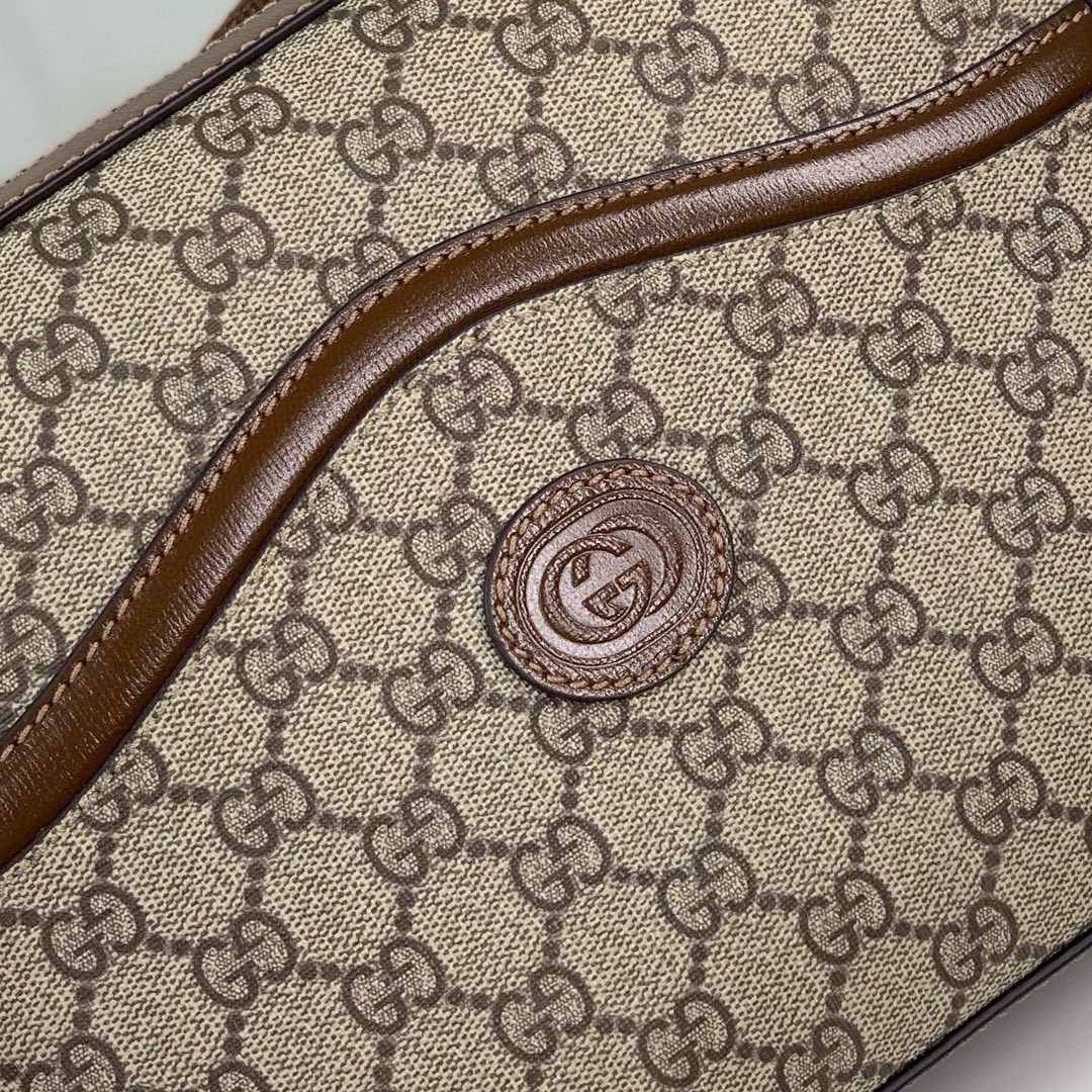  Gucci GG Retro Series Messenger Bag 675891 (Beige/Ebony)
