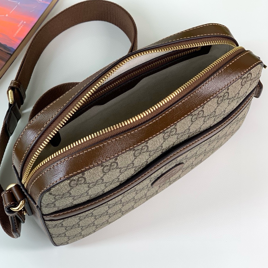  Gucci GG Retro Series Messenger Bag 675891 (Beige/Ebony)