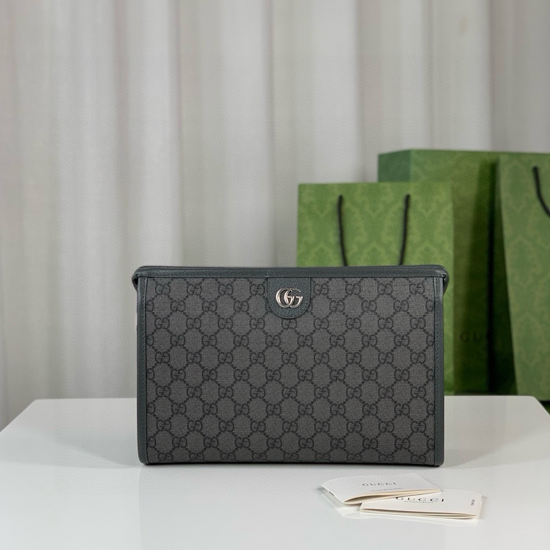 Gucci Ophidia GG Monogram Clutch - Style 598234 Deep Grey