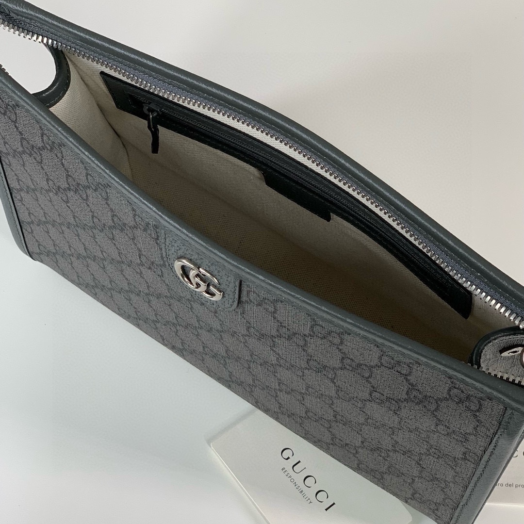 Gucci Ophidia GG Monogram Clutch - Style 598234 Deep Grey