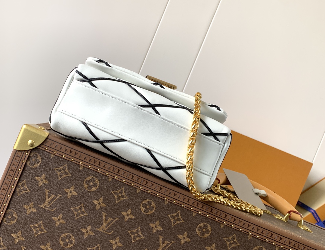 Variable Code Chip LV GO-14 Medium Lambskin Quilted Leather Handbag with Twist Lock & Adjustable Strap