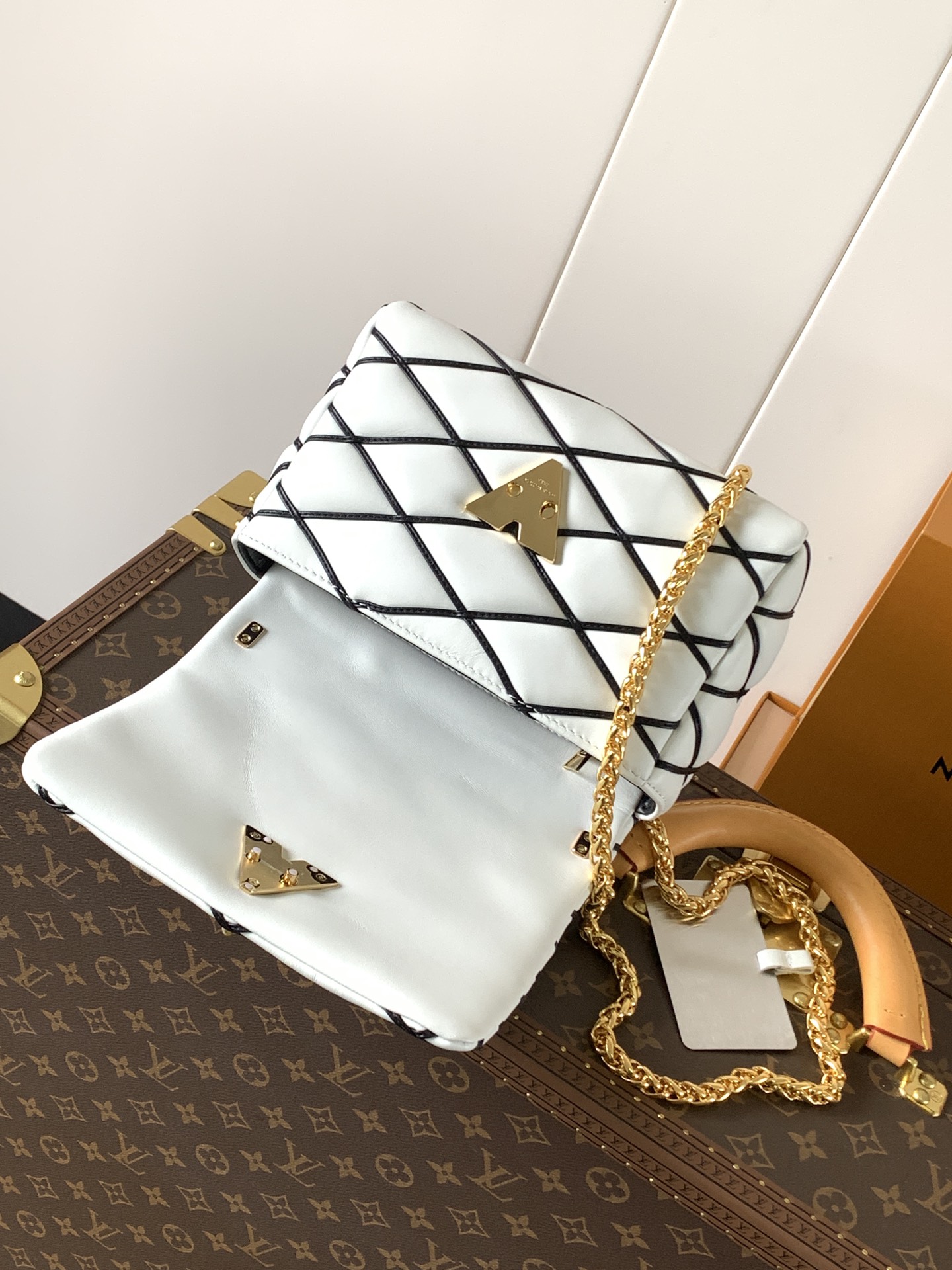 Variable Code Chip LV GO-14 Medium Lambskin Quilted Leather Handbag with Twist Lock & Adjustable Strap