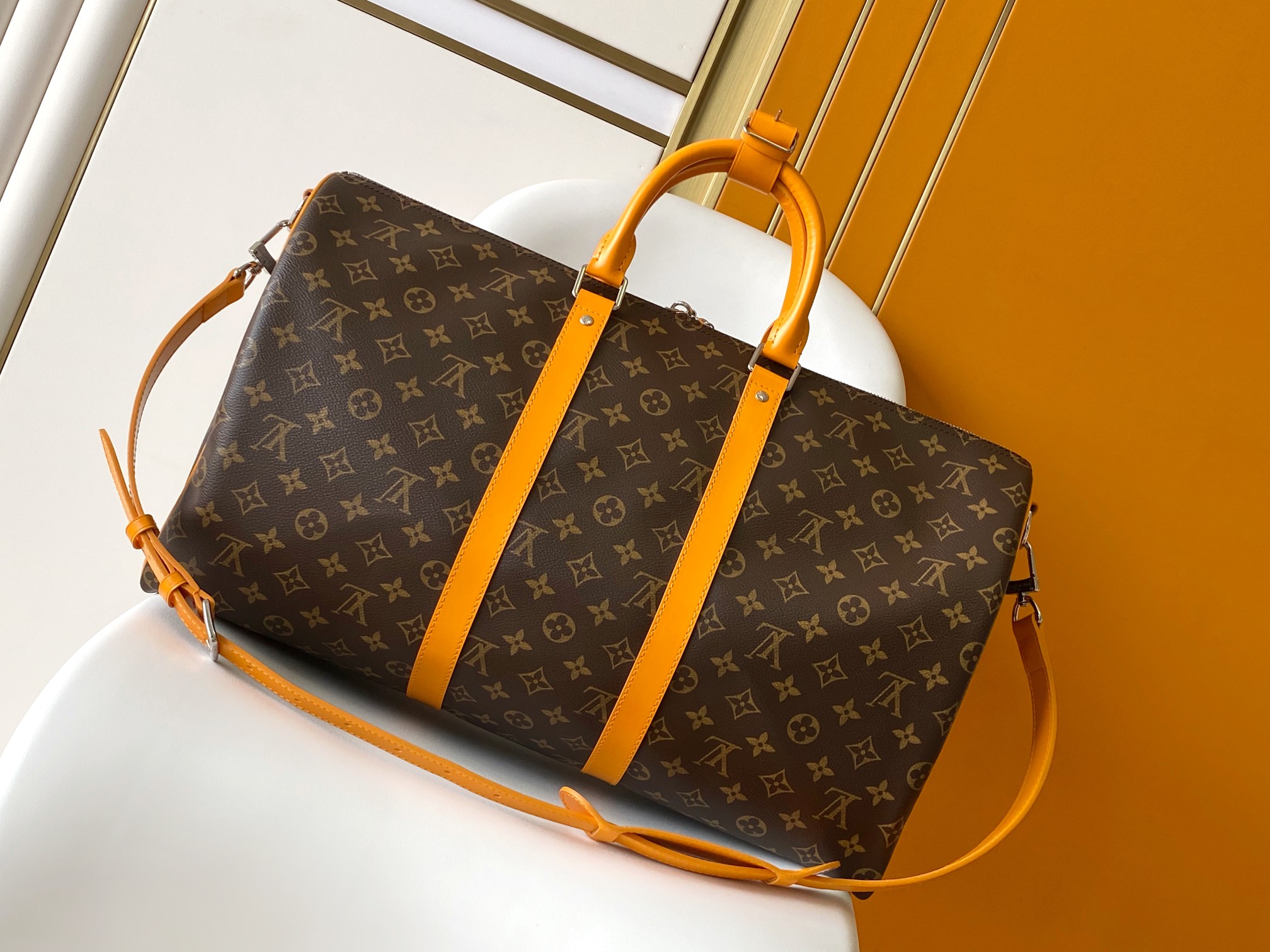 M12634 Keepall Bandouli??re 50 Travel Bag by Louis Vuitton LV in Yellow
