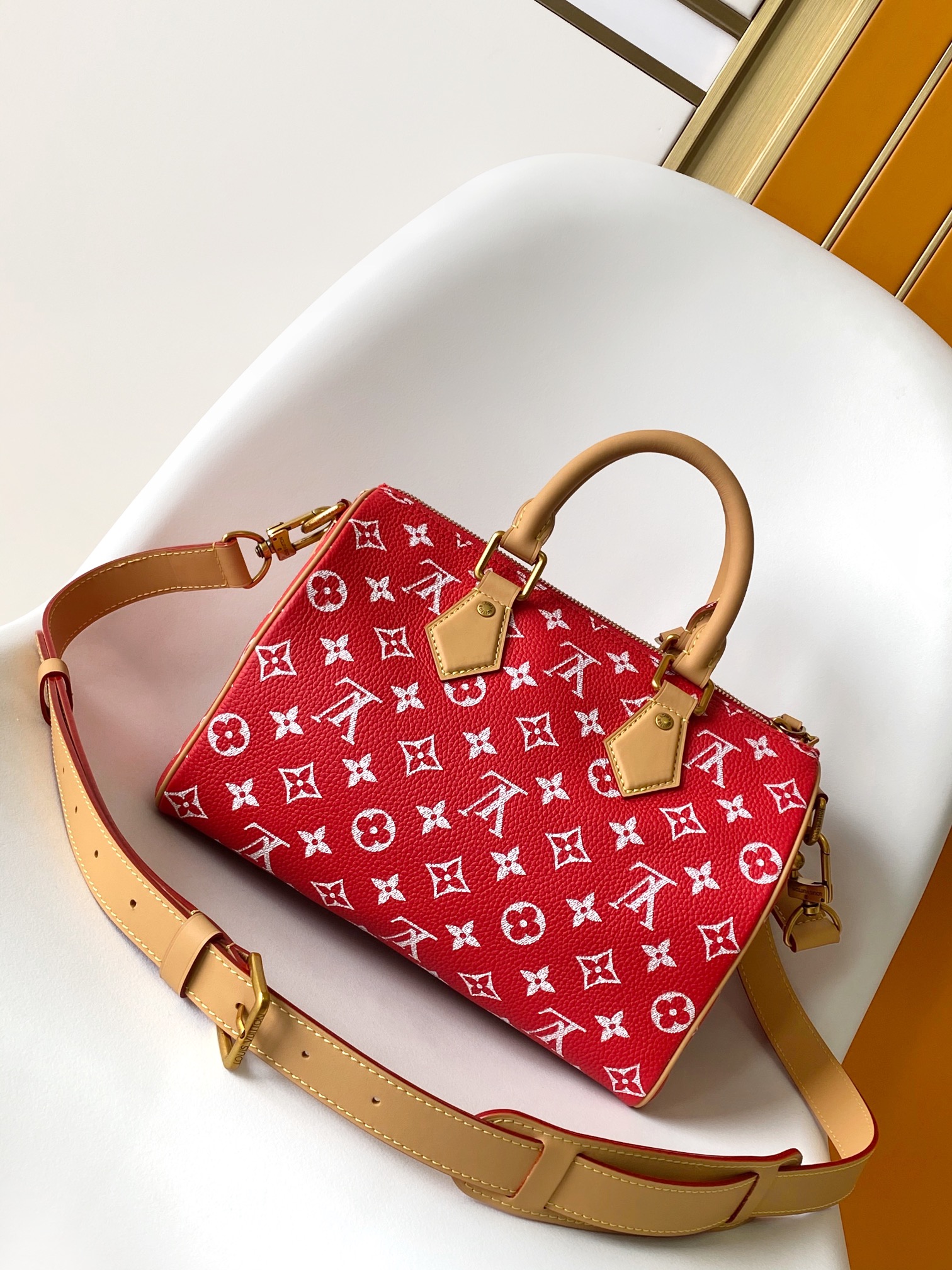 M24425 Bandouliere 25 Handbag by Louis Vuitton LV in Bright Red