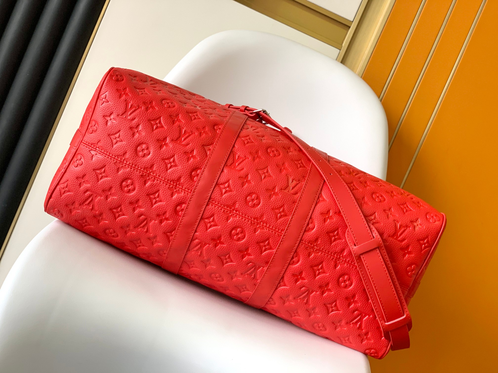 M23750 Keepall Bandouli??re 50 Travel Bag in Red by Louis Vuitton LV