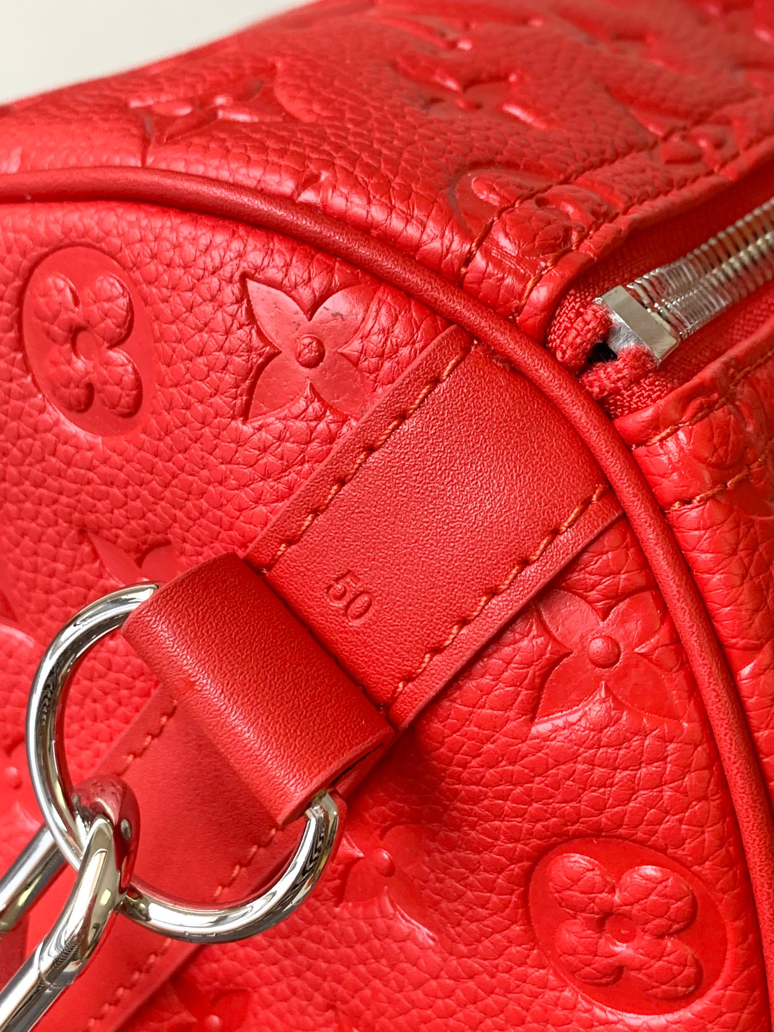 M23750 Keepall Bandouli??re 50 Travel Bag in Red by Louis Vuitton LV