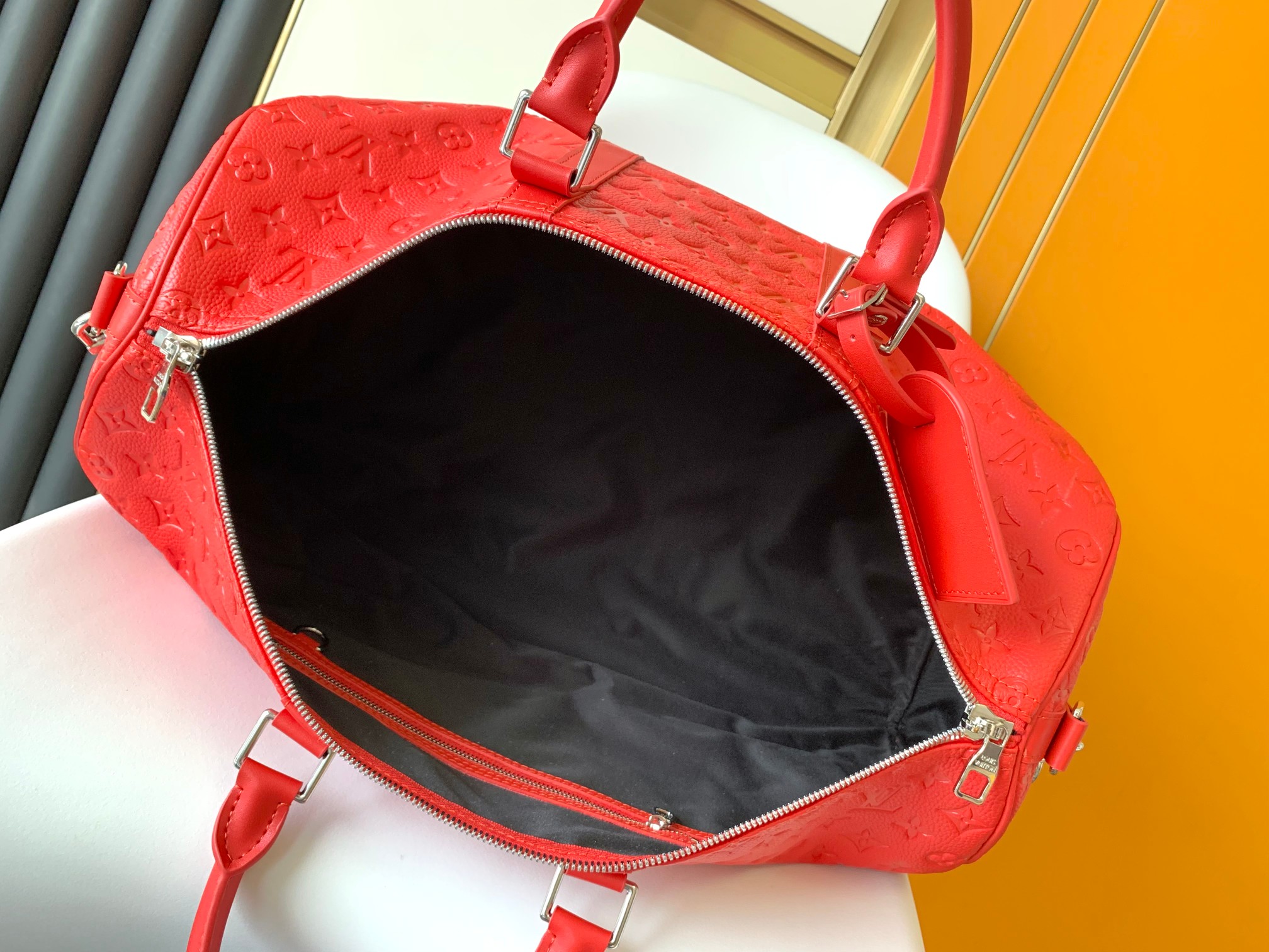 M23750 Keepall Bandouli??re 50 Travel Bag in Red by Louis Vuitton LV