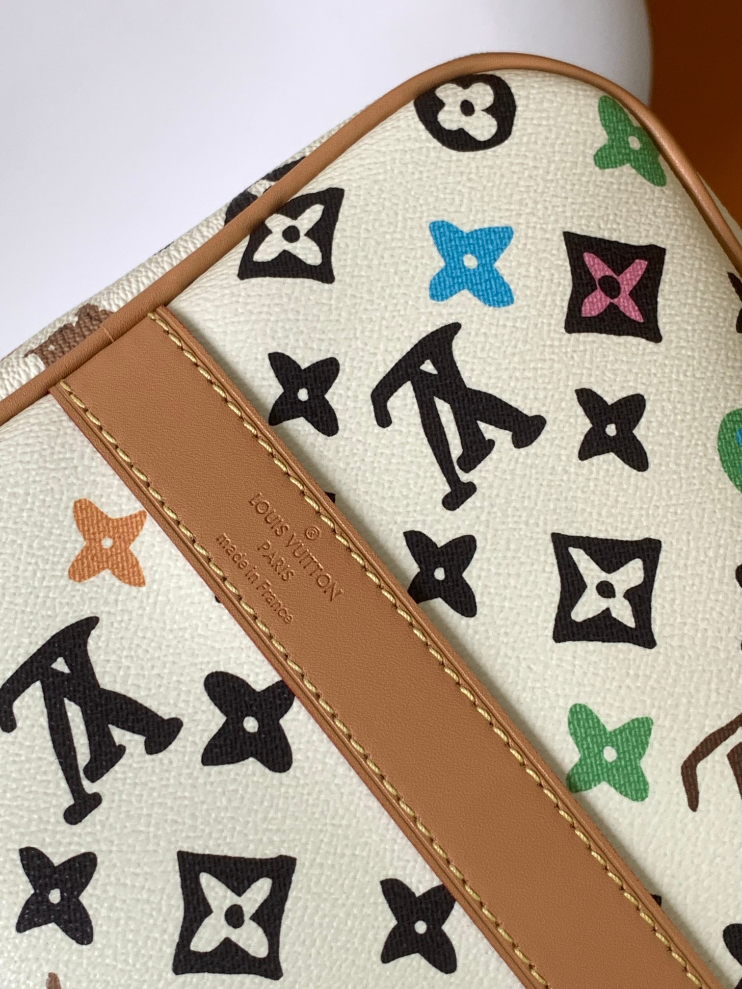 M25233 Keepall Bandouli??re 45 Travel Bag in White by Louis Vuitton LV