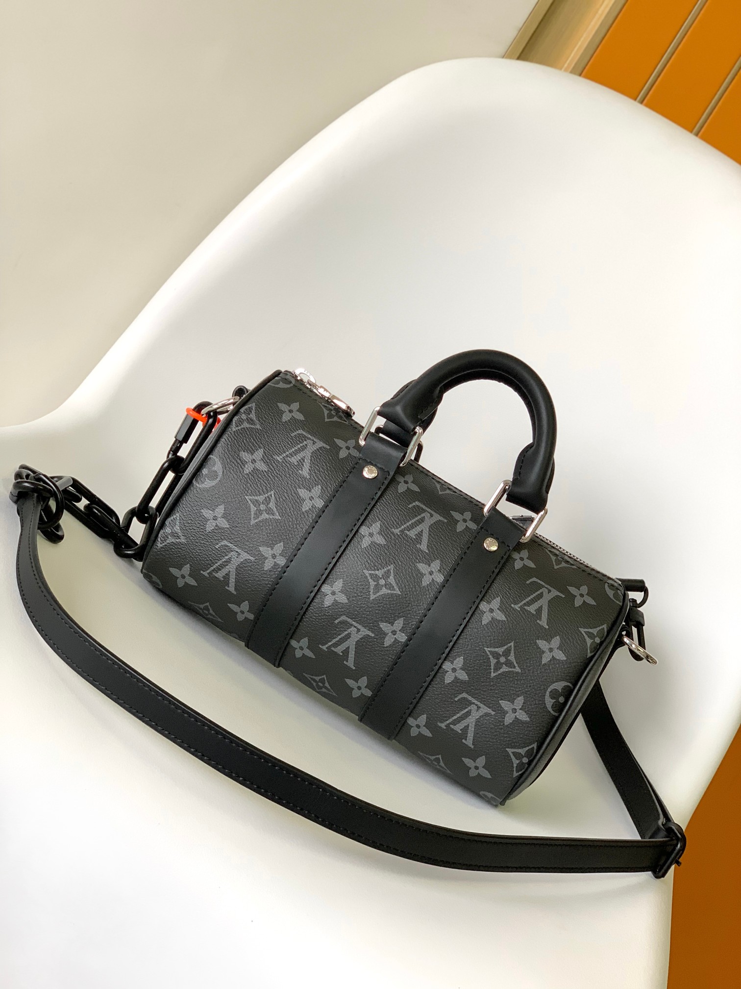 Louis Vuitton LV Keepall 25 Pillow Bag - M46271 Black Monogram Eclipse